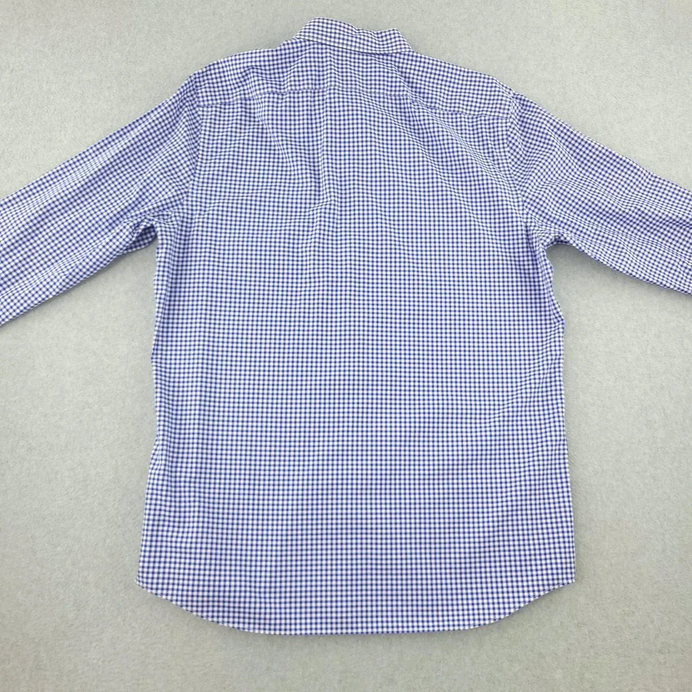 Banana Republic Dress Shirt Mens XL Blue Gingham Slim Fit Non Iron Cotton